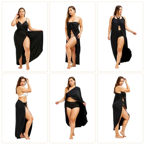PALAY® Beach Wear Dress for Women Stylish Solid Bikini Set Spaghetti Strap Wrap Swimsuit Cover Up Lightweight Sarong Outfits M Black 2 PCS PALAY® Beach Wear Dress for Women Stylish Solid Bikini Set Spaghetti Strap Wrap Swimsuit Cover Up Lightweight Sarong Outfits M Black 2 PCS